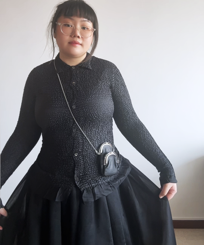 Yoshiki Hishinuma PEPLUM crinkle pleats button shirt