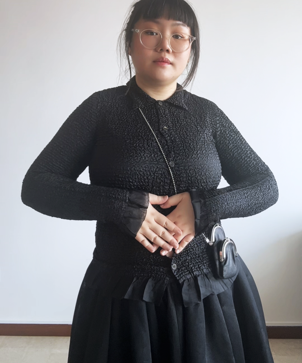 Yoshiki Hishinuma PEPLUM crinkle pleats button shirt