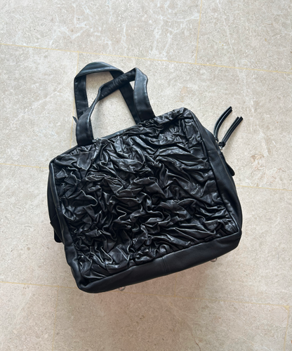 Kawa Kawa Crinkle Leather Big Boston Shoulder Bag