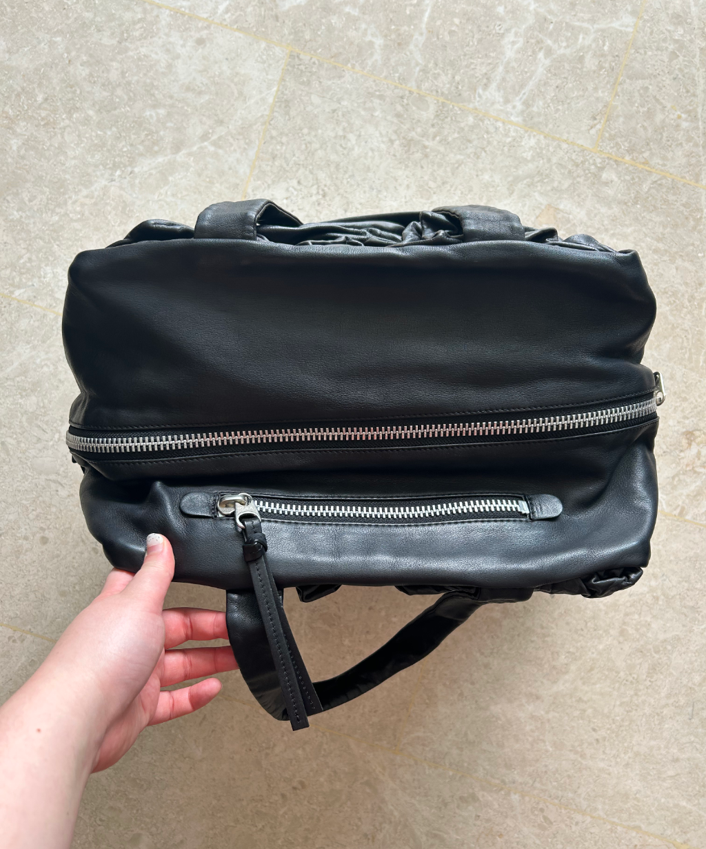 Kawa Kawa Crinkle Leather Big Boston Shoulder Bag