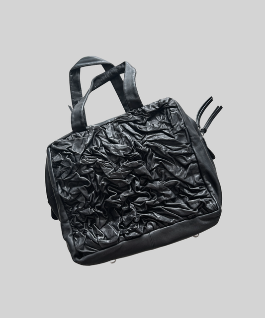 Kawa Kawa Crinkle Leather Big Boston Shoulder Bag