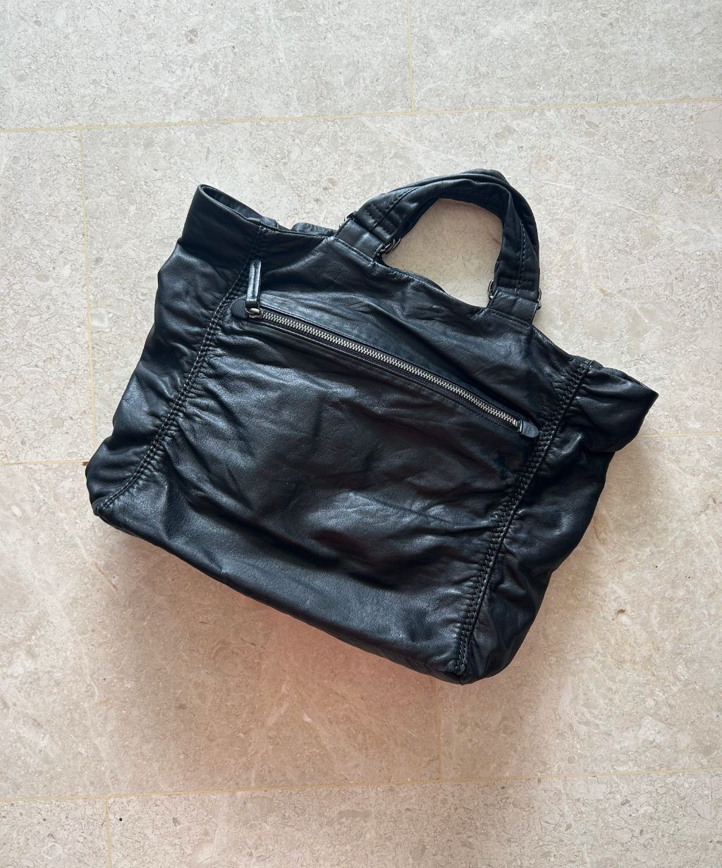 Kawa Kawa Leather Ruffle Tote