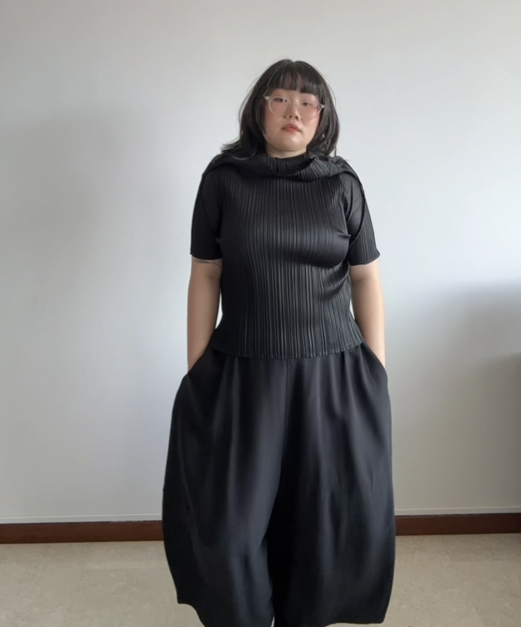 Pleats Please Sculptural Pleats High Neck Top