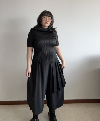 Y's AW03 Double Layer Pleated Wrap Wool Skirt