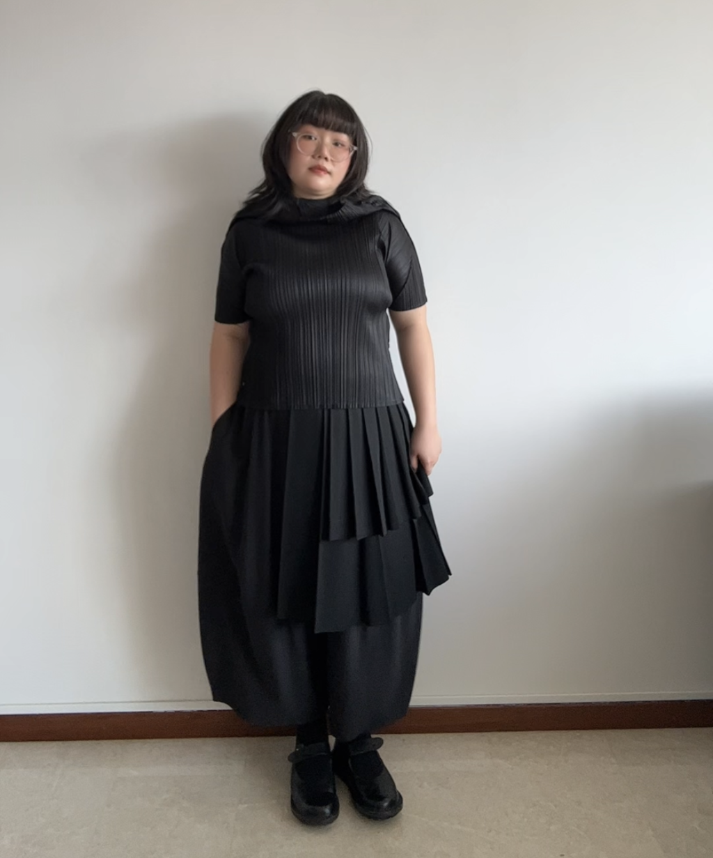 Y's AW03 Double Layer Pleated Wrap Wool Skirt