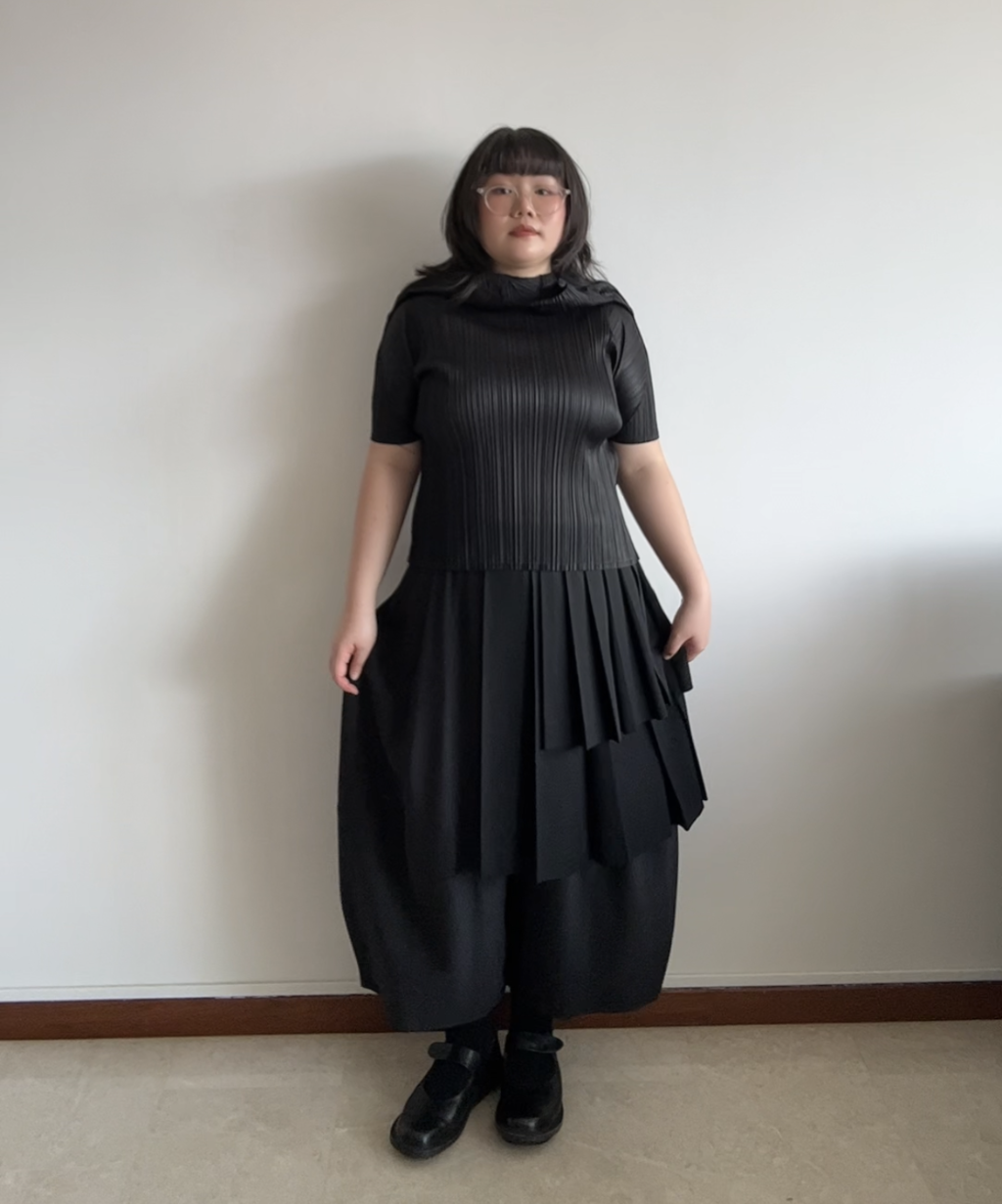 Y's AW03 Double Layer Pleated Wrap Wool Skirt