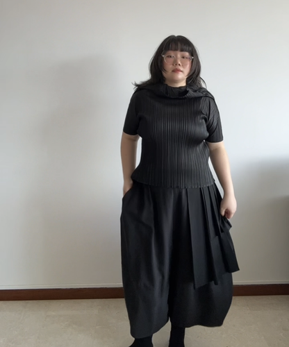 Y's AW03 Double Layer Pleated Wrap Wool Skirt