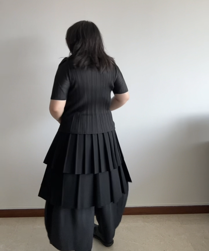 Y's AW03 Double Layer Pleated Wrap Wool Skirt