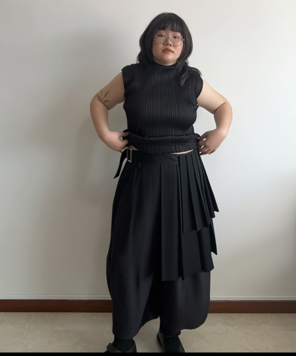 Y's AW03 Double Layer Pleated Wrap Wool Skirt