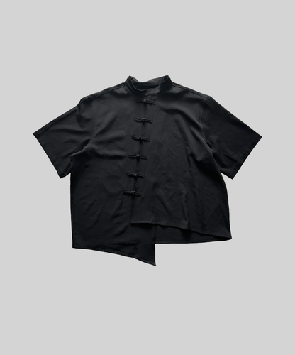 Not Conventional Mandarin Asymmetrical Shirt