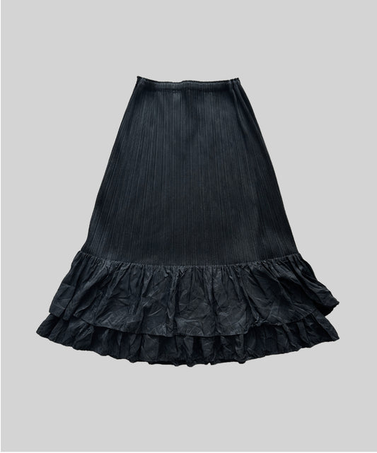 Pleats Please Pleated Ruffle Hem Skirt