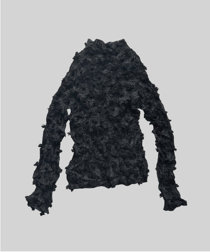 Issey Miyake 90s Sheer Pleated Top with Pom Pom Details