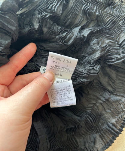 Issey Miyake 90s Sheer Pleated Top with Pom Pom Details