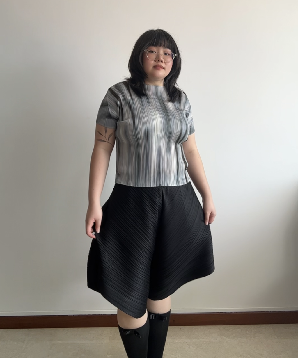 Pleats Please Wide Leg Pleated Shorts