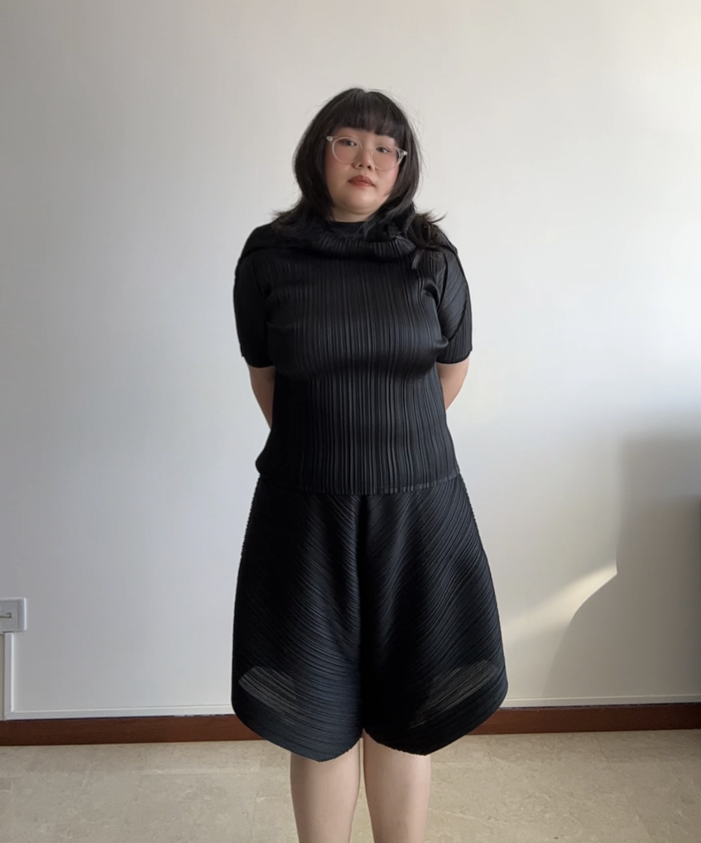 Pleats Please Sculptural Pleats High Neck Top