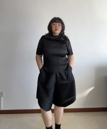 Pleats Please Sculptural Pleats High Neck Top