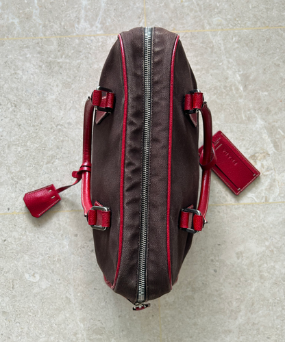 Prada 2000s Bowling Canapa Cinghi Leather Canvas Bag