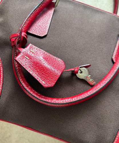 Prada 2000s Bowling Canapa Cinghi Leather Canvas Bag