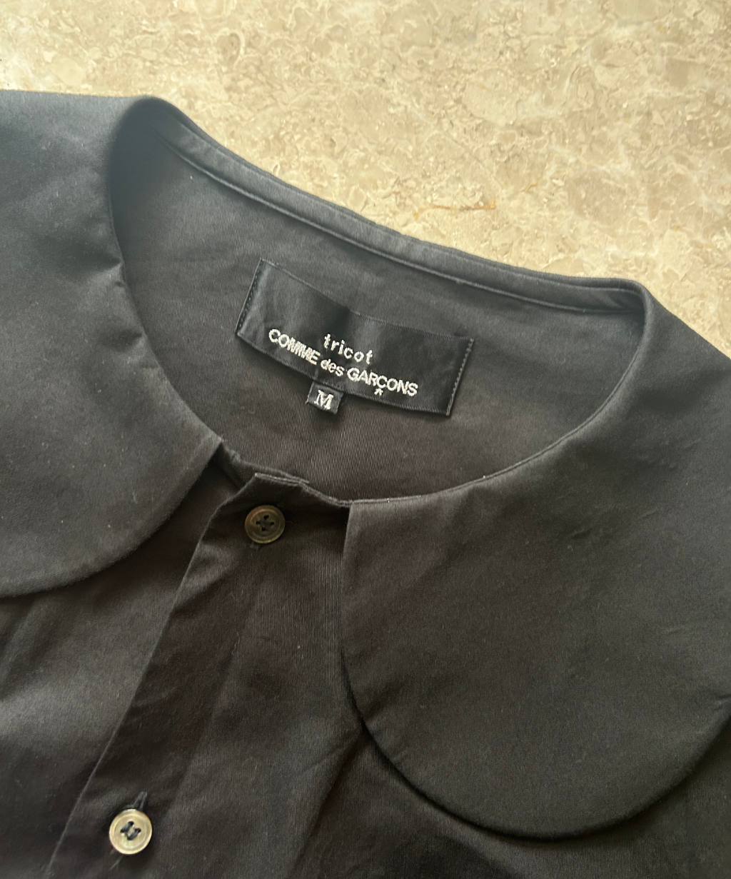 Tricot Comme des Garcons SS20 petal collar 3/4 sleeve blouse