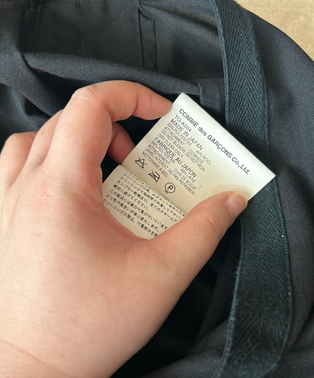 Tricot Comme des Garcons 2-way satchel bag with layered pleats