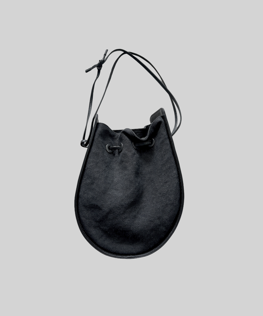 Y's U-shaped Leather Canvas Bag